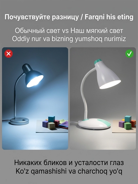 Lityum batareyali LED sensorli stol chiroqi 1500mAh
