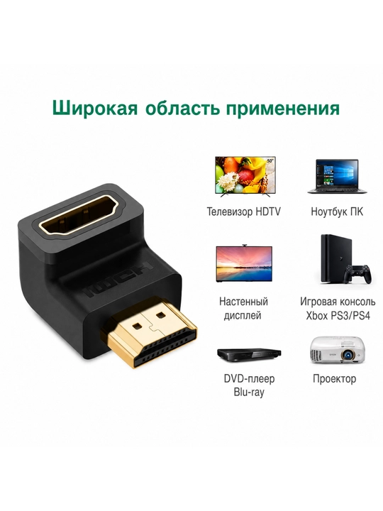 Burchakli adapter HDMI UGREEN 4K60гц HD112