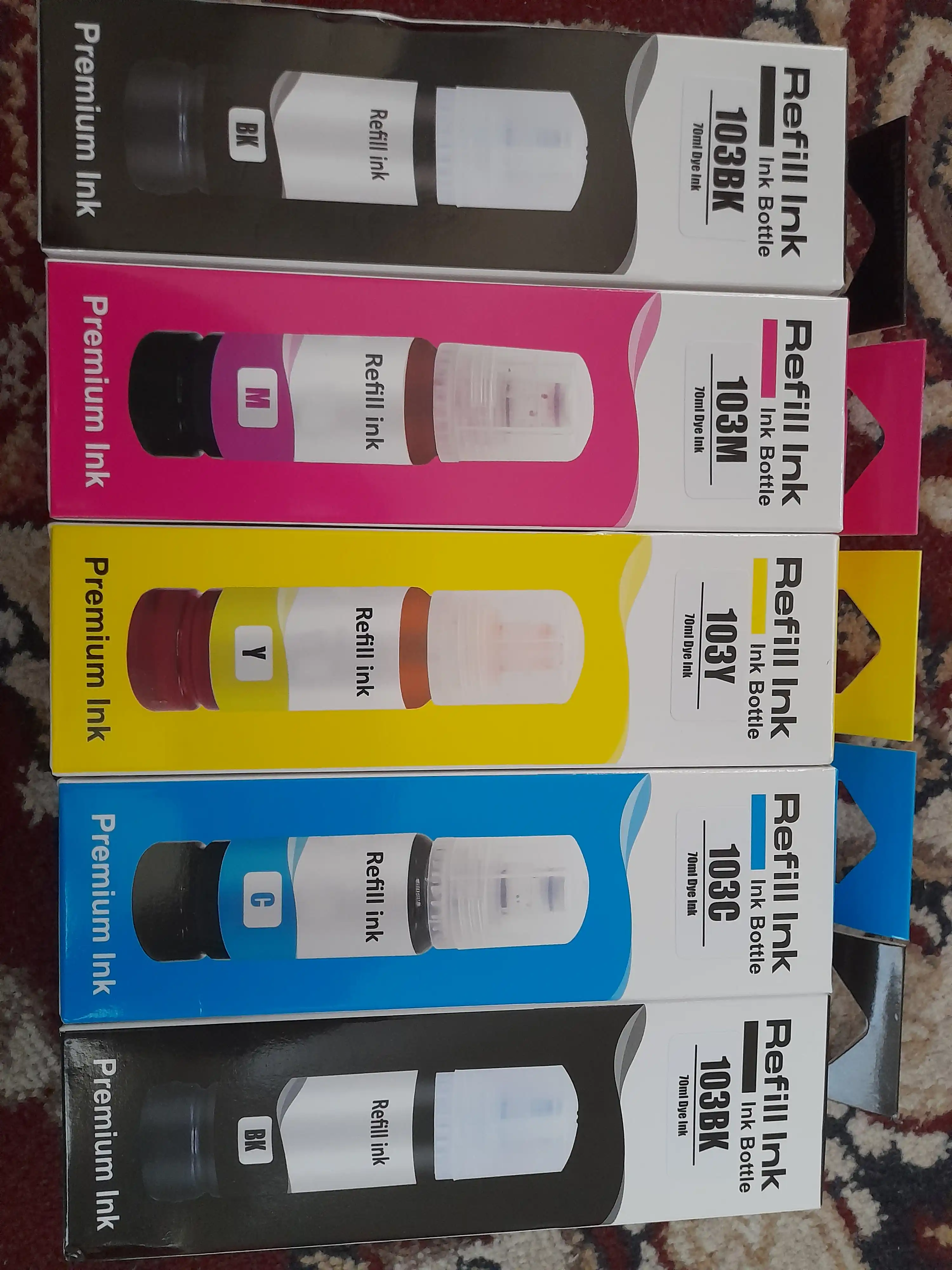 Siyoh Epson 103, l3150, l3250, 103 EcoTank printer bo'yog'i, 4 rang + 1 qora sovga