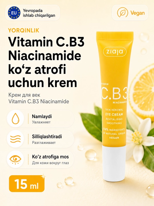 Vitamin C.B3 Niacinamide ko‘z atrofi uchun krem, 15 ml