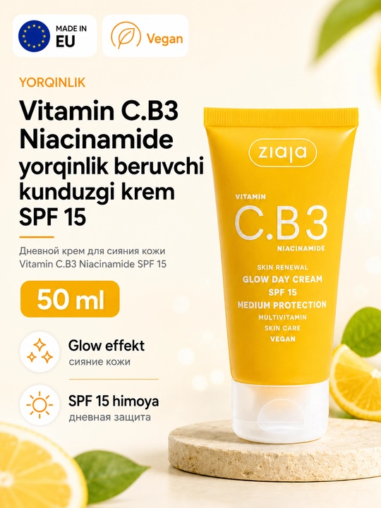 Vitamin C.B3 Niacinamide yorqinlik beruvchi kunduzgi krem SPF 15 50 ml - 
