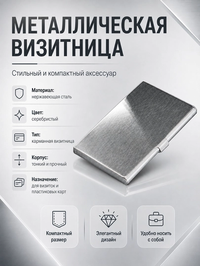 Металлическая визитница для карт и визиток — GGAUTO-CARDHOLD-СЕРМЕТ