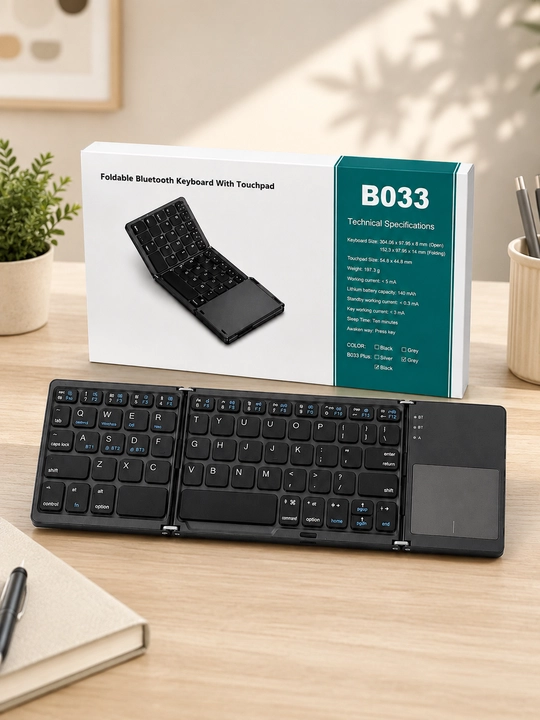 B033 Складная Bluetooth-клавиатура с тачпадом – Складная беспроводная клавиатура