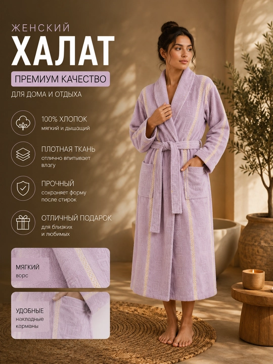 Банный халат махровый унисекс с поясом мягкий домашний халат для мужчин и женщин - 