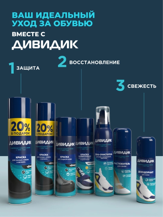 Спрей для обуви водоотталкивающий пропитка от влаги и грязи Дивидик 300 мл