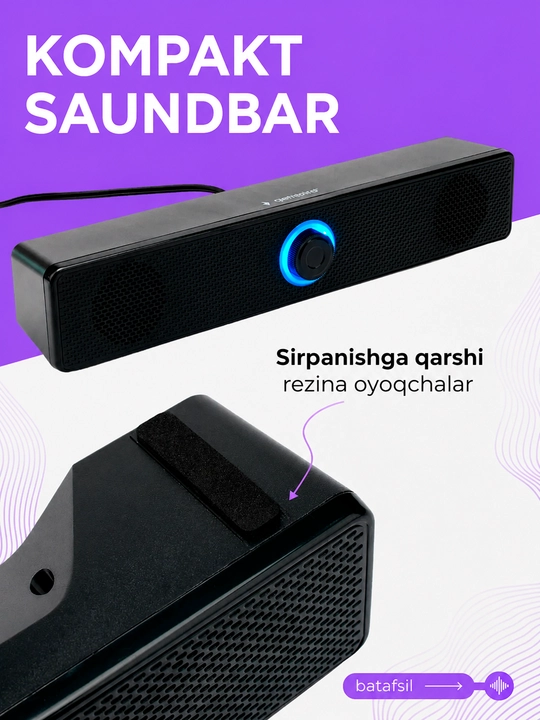 Саундбар Bluetooth 6Вт для ПК, телевизора и ноутбука, USB AUX, стереоколонки