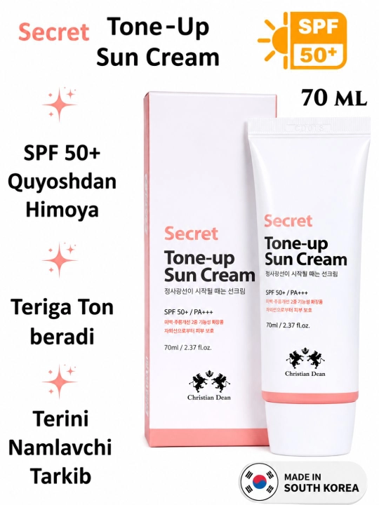Christian Dean Secret Tone-Up осветляющий солнцезащитный крем SPF 50+ PA+++, 70 мл - 