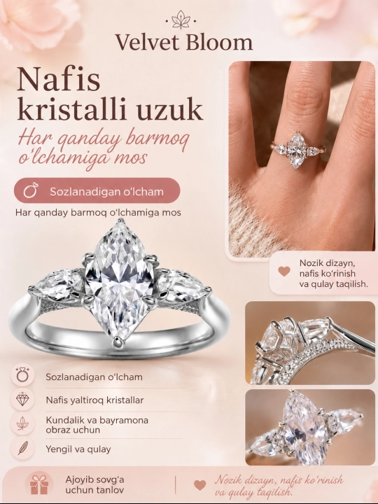 Ayollar uzugi, universal o'lcham - 
