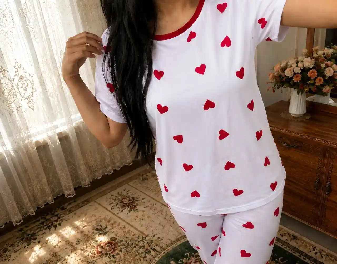 Ayollar pijamasi UzLook, futbolkali to‘plam, yumshoq va qulay uyqu kiyimi, S-2XL