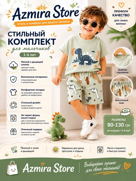 O‘g‘il bolalar uchun "Dinozavr" komplekti — Azmira Store - 