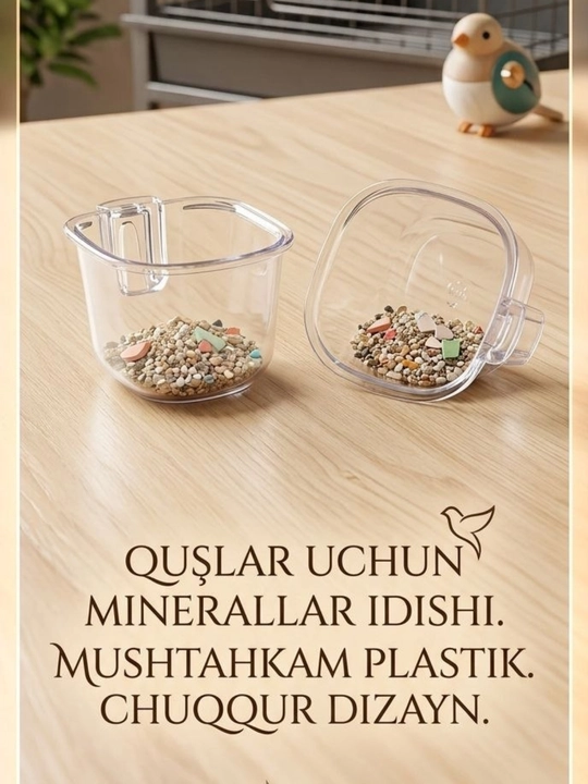 Qushlar uchun maxsus mineral va ozuqa idishi 2 dona