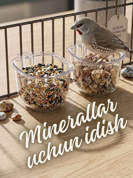 Qushlar uchun maxsus mineral va ozuqa idishi 2 dona - 