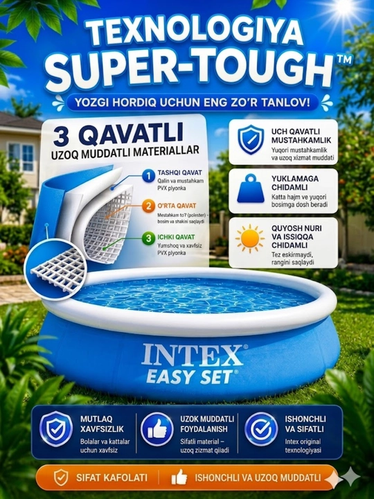 Надувной бассейн Intex Easy Set, объём на выбор 886–3853 литра, для детей и взрослых