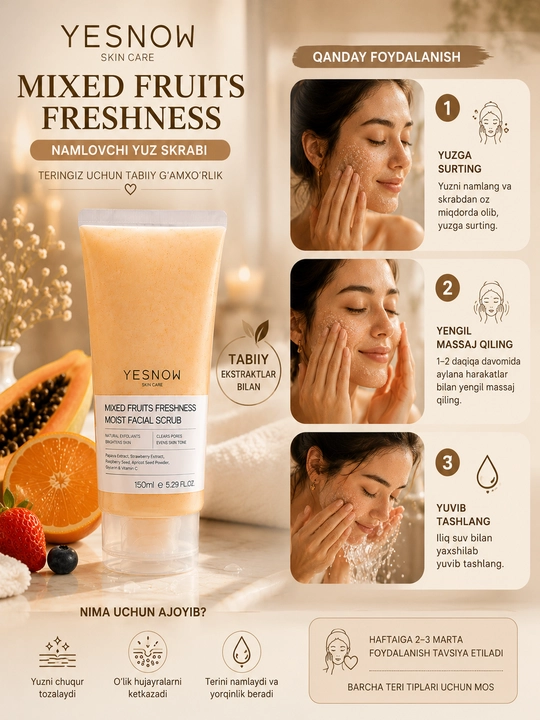 YESNOW Mixed Fruits Freshness Moist Facial Scrub, 150 ml