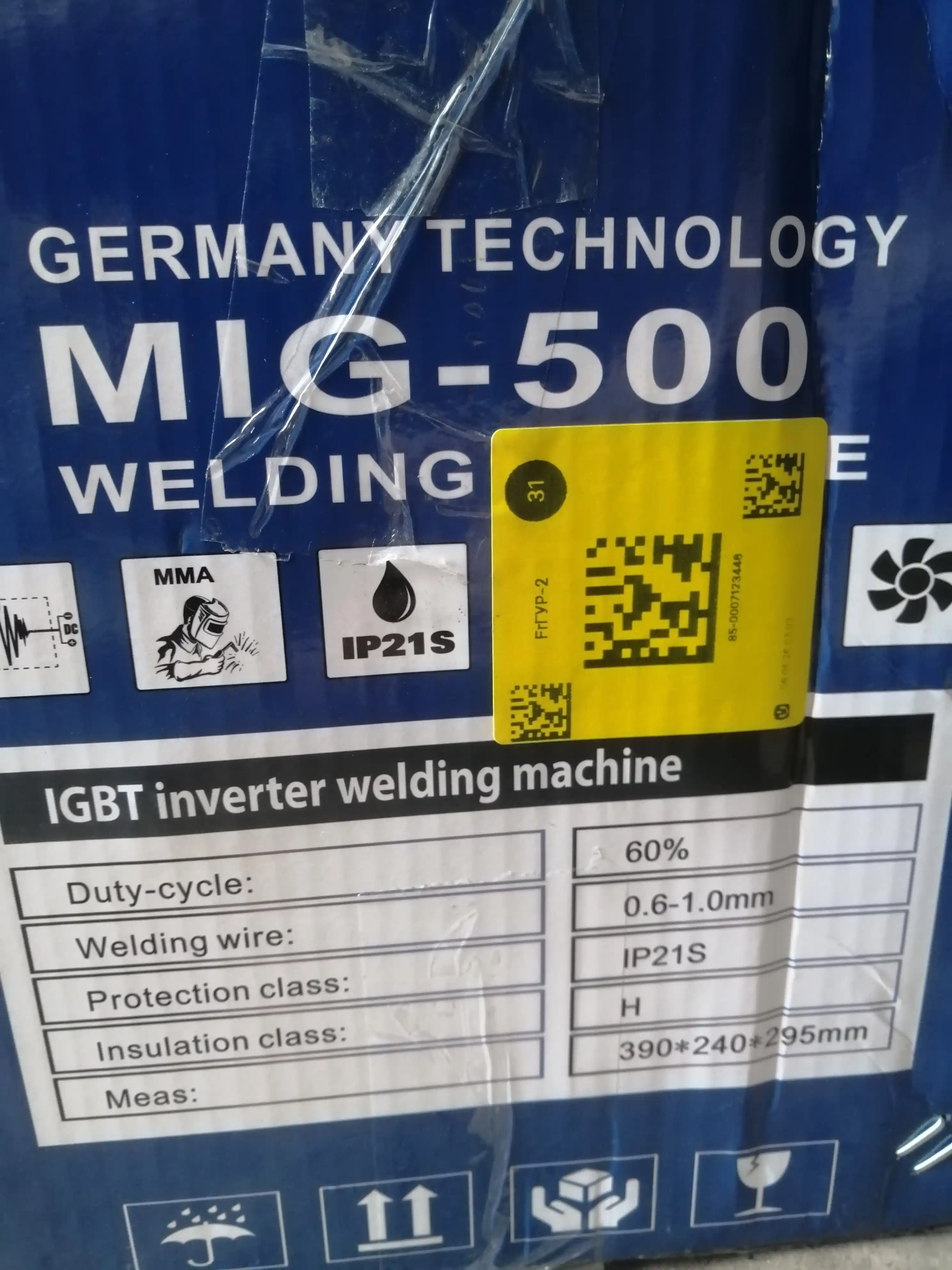 Payvandlash mashinasi, yarim avtomatik, gazsiz, MIG-500, invertor