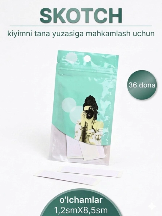 Kiyim uchun ikki tomonlama yopishqoq tasma (skotch), tana uchun qulay