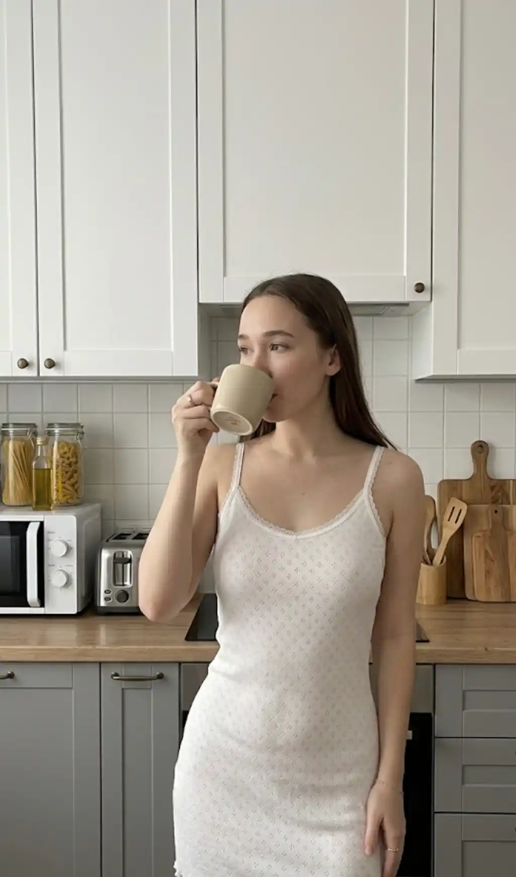 Ночная сорочка женская белая, домашнее платье для сна