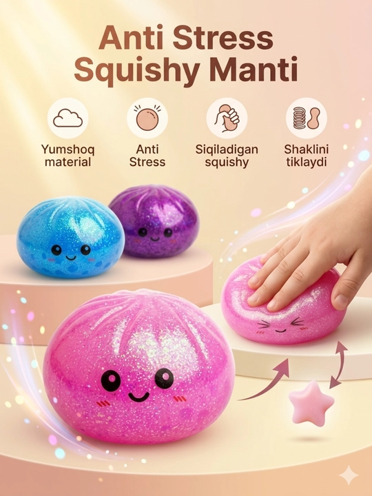 Anti Stress Squishy Manti o‘yinchoq yumshoq siqiladigan Squish Toy bolalar tasodifiy rang - 
