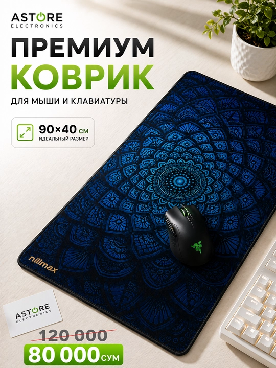 Gaming KOVRIK, 90x40 sm — premium sichqoncha va klaviatura uchun - 