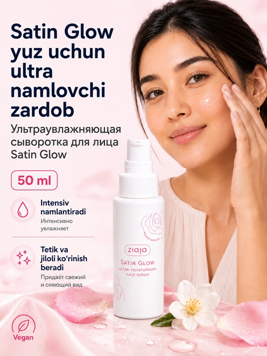 Satin Glow yuz uchun ultra namlovchi zardob 50 ml — 50 ml