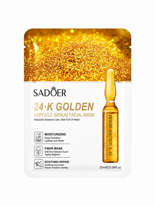 Набор тканевых масок для лица SADOER 3 шт — Гиалуроновая кислота, Витамин C, 24K Gold