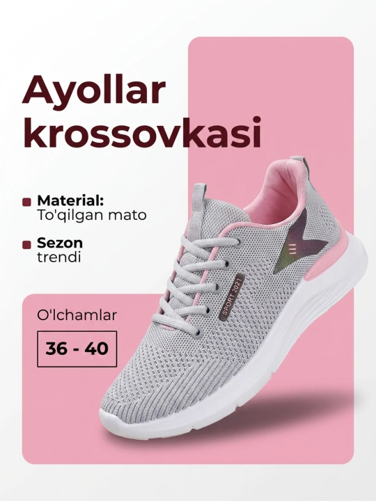 Ayollar oyoq kiyimlari, ayollar krossovkasi, yozgi oyoq kiyim krossovkalar