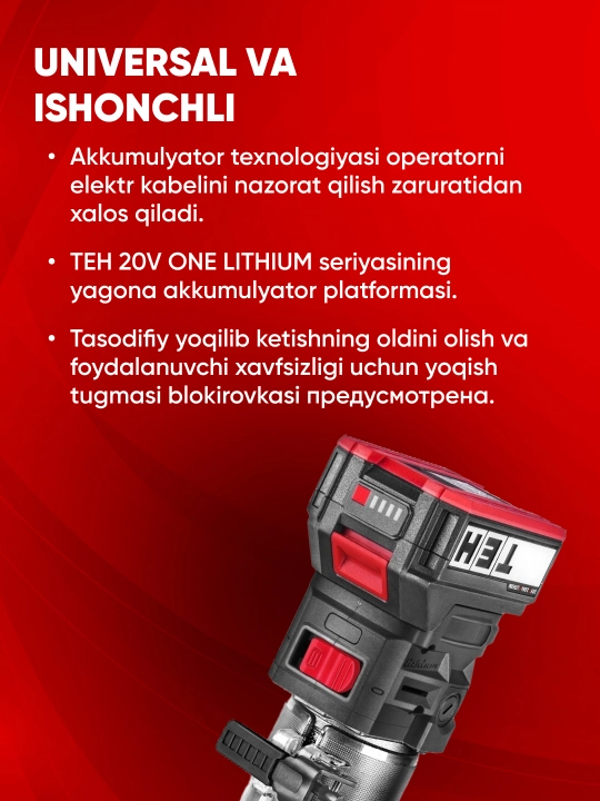 Akkumulyatorli frezer TEH LT606, litiy-ion batareya, ko‘chma, 28000 ob/min