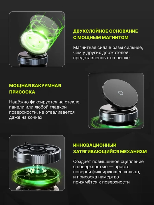 Магнитный держатель для телефона в машину 360