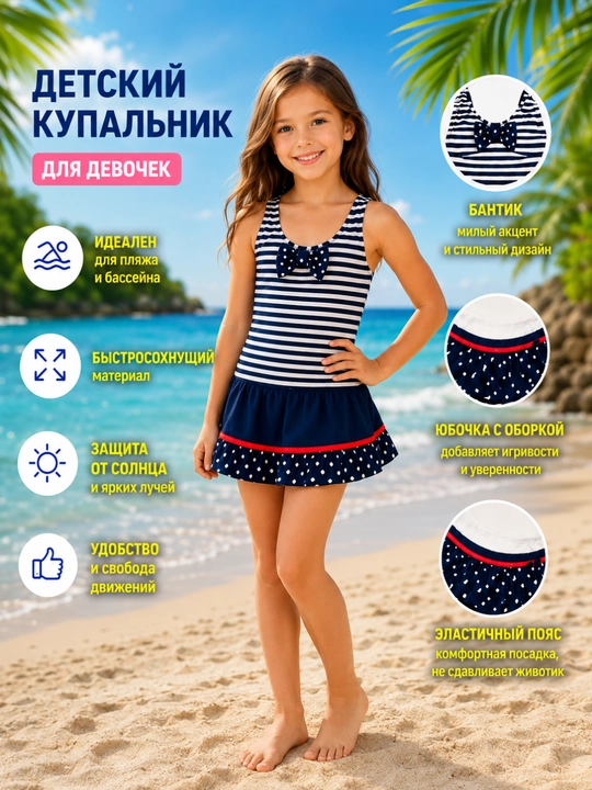 Купальник для девочек, детский купальник - 