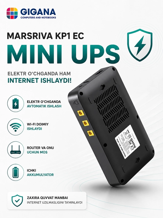 Mini UPS Marsriva KP1 EC —  8000mAh (Router va ONU uchun uzluksiz quvvat manbai)