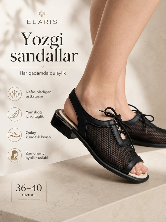 Qizlar va ayollar uchun bosonojkalar, bahor-yoz-kuz, 36-40, zamonaviy, qulay, ELARIS