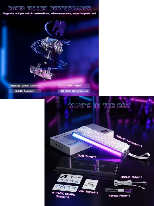 ATTACK SHARK R85 HE Magnetic клавиатура с магнитным переключателем