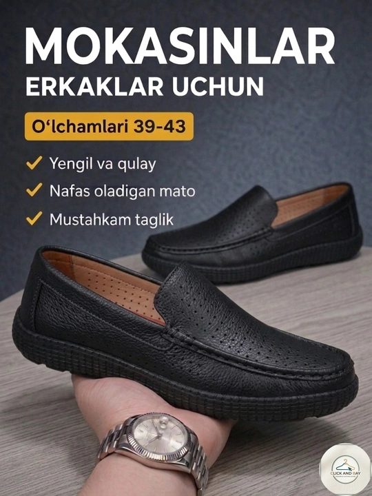 Erkaklar uchun yengil va qulay mokasinlar