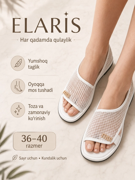 Qizlar va ayollar uchun bosonojkalar, bahor-yoz-kuz, 36-40, zamonaviy, qulay, ELARIS