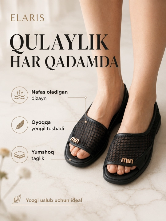 Qizlar va ayollar uchun bosonojkalar, bahor-yoz-kuz, 36-40, zamonaviy, qulay, ELARIS