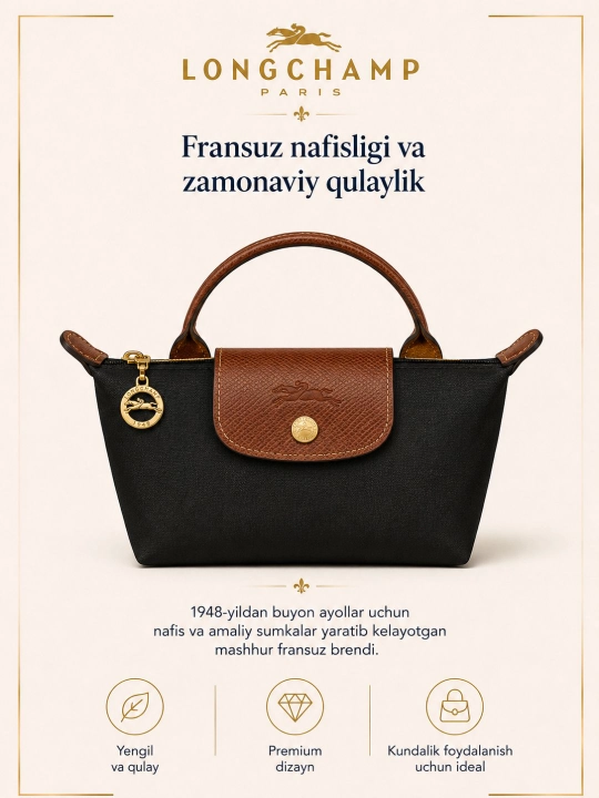Longchamp Paris sumkasi, brend sumka, qizlar va ayollar uchun sumka - 