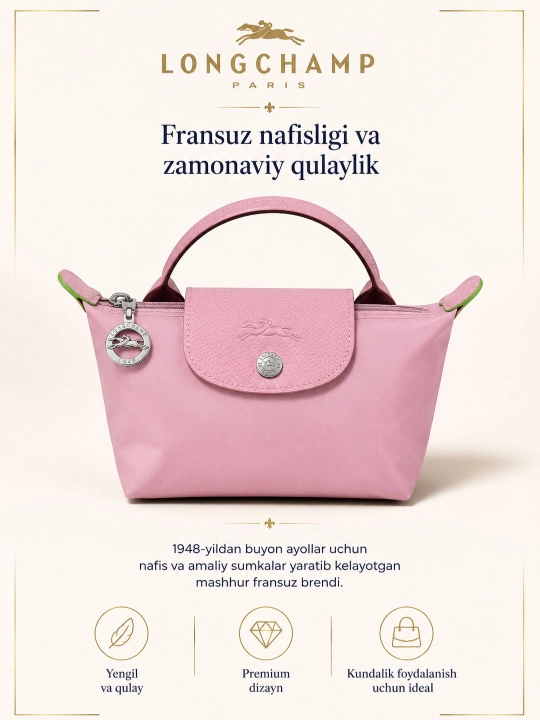 Longchamp Paris sumkasi, brend sumka, qizlar va ayollar uchun sumka - 