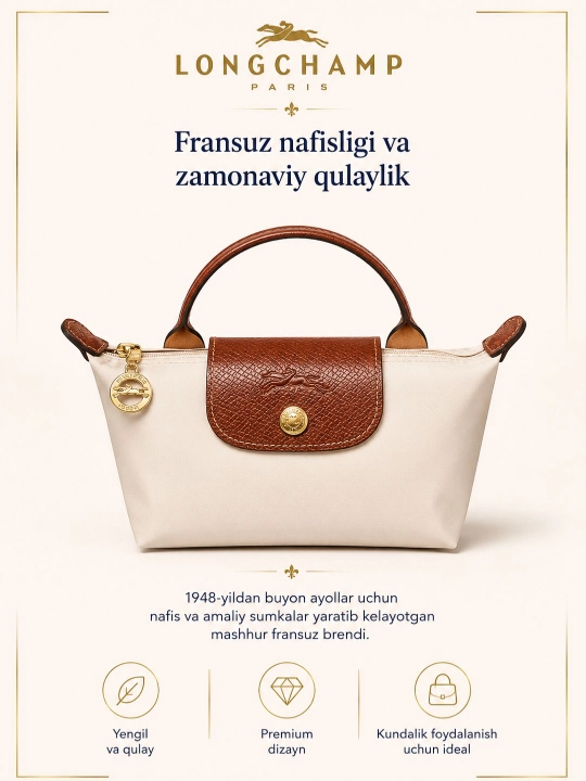 Longchamp Paris sumkasi, brend sumka, qizlar va ayollar uchun sumka - 