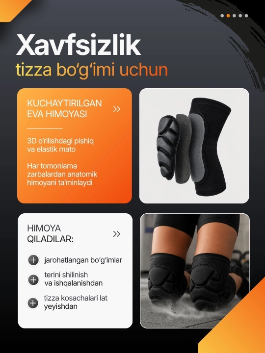 Tizza bo‘g‘imi, sport va raqs uchun tizzabandlar, voleybol, futbol uchun himoya, 2 dona