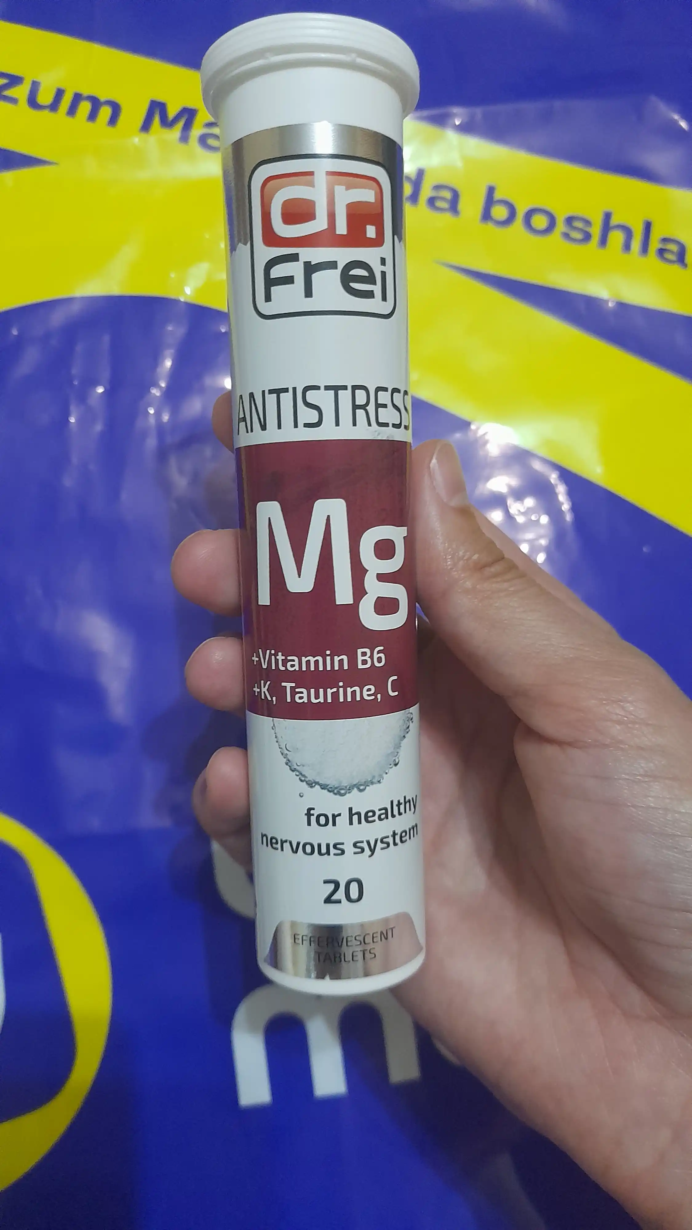 Витамины от стресса Dr. Frei Antistress, Магний Б6, таурин, витамин С и К, шипучки 20 шт