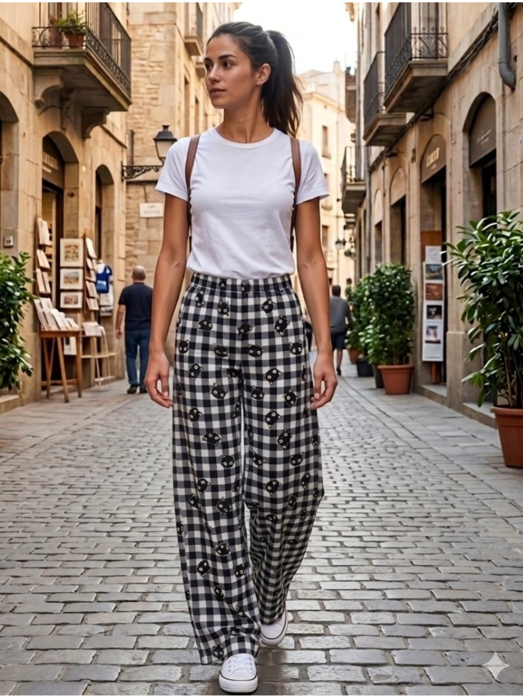 Qizlar uchun 100% paxtadan tikilgan keng oyoqli pijama shimlar