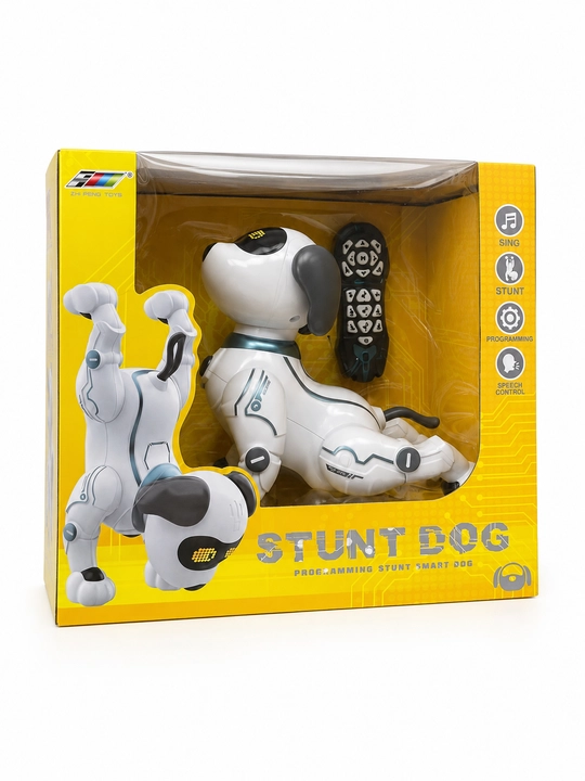 Pultli robot it o‘yinchoq, musiqali va harakatlanuvchi Stunt Dog