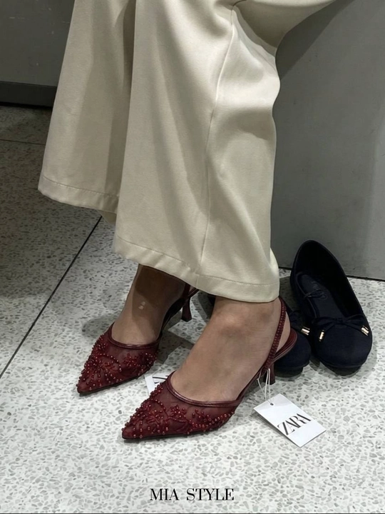 ZARA model ayollar nafis tufli munchoq bezakli kabluk 6 sm Turkiya razmerga razmer