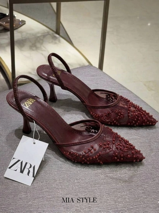 ZARA model ayollar nafis tufli munchoq bezakli kabluk 6 sm Turkiya razmerga razmer