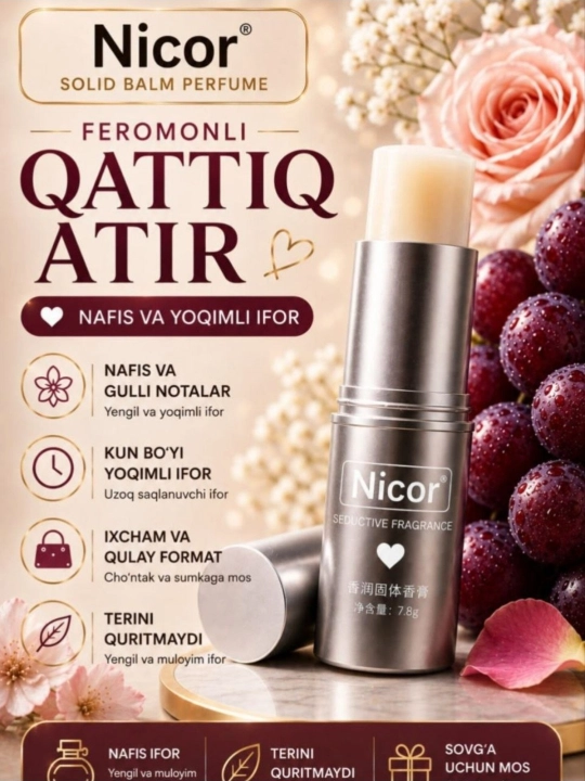 Nicor Feromonli Qattiq Atir – Uzoq Saqlanuvchi Nafis Ifor