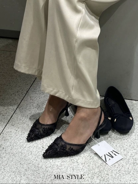 ZARA model ayollar nafis tufli munchoq bezakli kabluk 6 sm Turkiya razmerga razmer