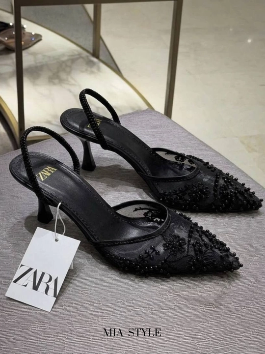 ZARA model ayollar nafis tufli munchoq bezakli kabluk 6 sm Turkiya razmerga razmer