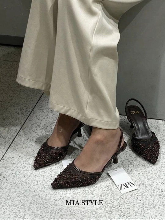 ZARA model ayollar nafis tufli munchoq bezakli kabluk 6 sm Turkiya razmerga razmer