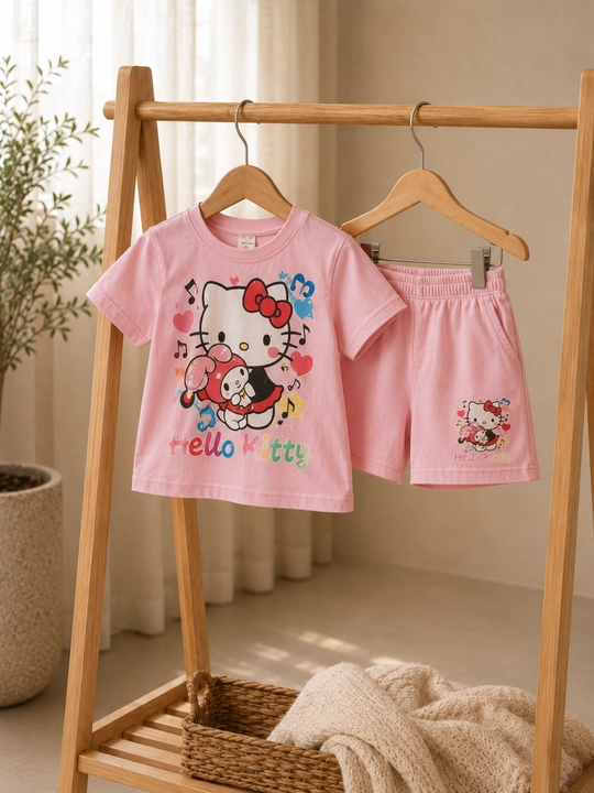 Футболка и шорты комплект. Летний костюм Hello Kitty для девочек