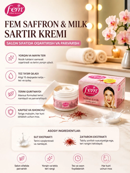 Осветляющий крем Fem Saffron & Milk для лица и бровей - 
